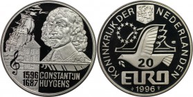 Europäische Münzen und Medaillen, Niederlande / Netherlands. Constantijn Huygens (1596-1687). Medaille "20 Euro" 1996, Silber. KM X128. Polierte Platt...