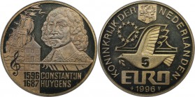 Europäische Münzen und Medaillen, Niederlande / Netherlands. Constantijn Huygens (1596-1687). Medaille "5 Euro" 1996. Kupfer-Nickel. Stempelglanz