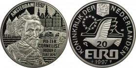 Europäische Münzen und Medaillen, Niederlande / Netherlands. Pieter Cornelisz. Hooft (1581-1647). Medaille "20 Euro" 1997, Silber. Polierte Platte