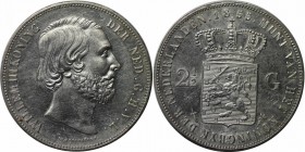 Europäische Münzen und Medaillen, Niederlande / Netherlands. Wilhelm III. (1849-1890). 2-1/2 Gulden 1855, Silber. KM 82. Vorzüglich