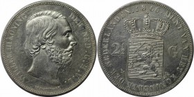 Europäische Münzen und Medaillen, Niederlande / Netherlands. Wilhelm III. (1849-1890). 2-1/2 Gulden 1866, Silber. KM 82. Vorzüglich