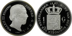 Europäische Münzen und Medaillen, Niederlande / Netherlands. Willem III. Replik von 1 Gulden 1867, Silber. Polierte Platte