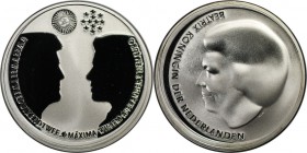 Europäische Münzen und Medaillen, Niederlande / Netherlands. Hochzeit von Willem & Maxima. 10 Euro 2002, Silber. KM 243. Polierte Platte
