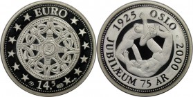 Europäische Münzen und Medaillen, Norwegen / Norway. Medaille "14.5 Euro" 2000, Silber. Polierte Platte