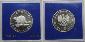Europäische Münzen und Medaillen, Polen / Poland. Serie Umweltschutz - Biber. 100 Zlotych 1978, Silber. 0.33 OZ. KM Y#96. Polierte Platte