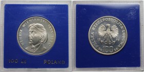 Europäische Münzen und Medaillen, Polen / Poland. Henryk Wieniawski (1835 - 1880). 100 Zlotych 1979, Silber. 0.33 OZ. KM Y#98. Polierte Platte