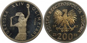 Europäische Münzen und Medaillen, Polen / Poland. Olympische Spiele - Tennis. 200 Zlotych 1987 Proba, Kupfer-Nickel. KM Pr555. Polierte Platte