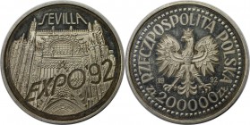 Europäische Münzen und Medaillen, Polen / Poland. Weltausstellung in Sevilla. 200000 Zlotych 1992, Silber. 1 OZ. KM Y#231. Polierte Platte