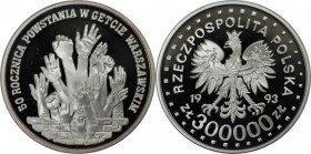 Europäische Münzen und Medaillen, Polen / Poland. Aufstand Warschauer Ghetto. 300000 Zlotych 1993, Silber. KM Y#245. Polierte Platte