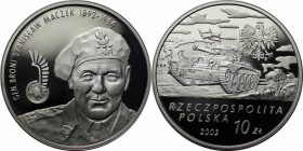 Europäische Münzen und Medaillen, Polen / Poland. Stanislaw Maczek Feldzeugmeister. 10 Zlotych 2003, Silber. 0.42 OZ. KM Y#468. Polierte Platte