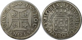 Europäische Münzen und Medaillen, Portugal. Pedro II. 200 Reis 1687, Silber. KM 148. Sehr schön+