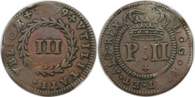 Europäische Münzen und Medaillen, Portugal. Pedro II. 3 Reis 1699, Kupfer. KM 166. Fast Vorzüglich