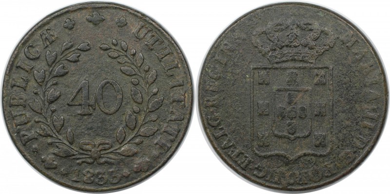 Europäische Münzen und Medaillen, Portugal. Maria II. 40 Reis 1833, Bronze. KM 4...