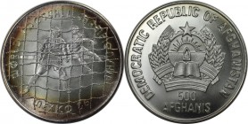 Weltmünzen und Medaillen, Afghanistan. "XVII World Cup Mexico 1986" - Torwart. 500 Afghanis 1986, Silber. 0.51 OZ. KM 1009. Stempelglanz