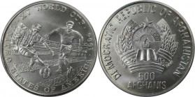 Weltmünzen und Medaillen, Afghanistan. Fußballweltmeisterschaft USA. 500 Afghanis 1991, Silber. 0.39 OZ. KM 1013. Stempelglanz