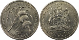 Weltmünzen und Medaillen, Antigua und Barbuda / Antigua and Barbuda. Series: F.A.O. 4 Dollars 1970, Kupfer-Nickel. KM 1. Stempelglanz