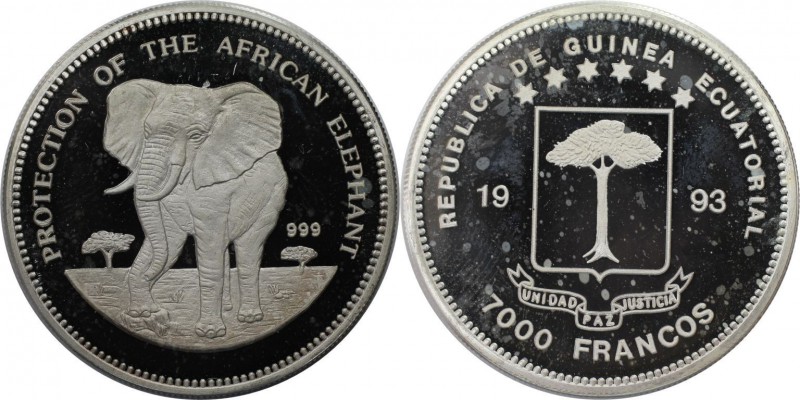 Weltmünzen und Medaillen, Äquatorial Guinea / Equatorial Guinea. African Elephan...