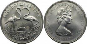 Weltmünzen und Medaillen, Bahamas. Flamingos. 2 Dollars 1972, Silber. 0.89 OZ. KM 23. Stempelglanz