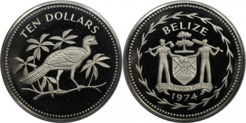 Weltmünzen und Medaillen, Belize. Tuberkelhokko. 10 Dollars 1974, Kupfer-Nickel....