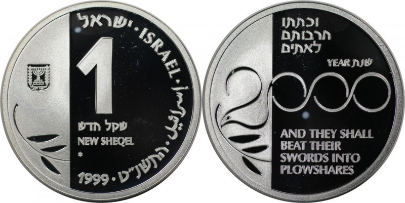 Weltmünzen und Medaillen, Israel. Das Jahr 2000. 1 New Sheqel 1999, Silber. 0.43...