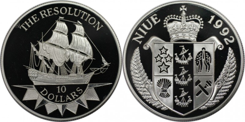 Weltmünzen und Medaillen, Niue. "The Resolution". 10 Dollars 1992, Silber. 0.94 ...