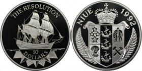 Weltmünzen und Medaillen, Niue. "The Resolution". 10 Dollars 1992, Silber. 0.94 OZ. KM 78. Polierte Platte