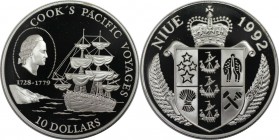 Weltmünzen und Medaillen, Niue. James Cook. 10 Dollars 1992, Silber. 0.94 OZ. KM 69. Polierte Platte