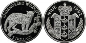 Weltmünzen und Medaillen, Niue. Jaguar. 5 Dollars 1992, Silber. 0.16 OZ. KM 60. Polierte Platte