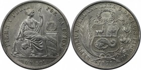 Weltmünzen und Medaillen, Peru. 1 Sol 1871, Silber. 0.72 OZ. Vorzüglich