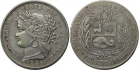 Weltmünzen und Medaillen, Peru. 5 Pesetas 1880 BF, Silber. KM 201.1. Sehr schön+