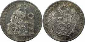 Weltmünzen und Medaillen, Peru. 1 Sol 1885, Silber. Vorzüglich