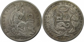 Weltmünzen und Medaillen, Peru. 1 Sol 1925, Silber. 0.40 OZ. Sehr Schön-Vorzüglich