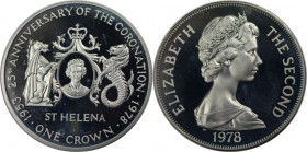 Weltmünzen und Medaillen, Saint Helena island. 25. Jahrestag der Krönung der Königin Elizabeth II. 25 Pence (Crown) 1978, Silber. 0.84 OZ. KM 7a.Polie...