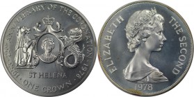 Weltmünzen und Medaillen, Saint Helena island. 25. Jahrestag der Krönung der Königin Elizabeth II. 25 Pence ( Crown) 1978, Silber. 0.84 OZ. KM 7a. Ste...