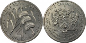 Weltmünzen und Medaillen, Saint Kitts and Nevis. Series: F.A.O. 4 Dollars 1970, Kupfer-Nickel. KM 1. Stempelglanz