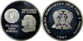 Weltmünzen und Medaillen, Saint thomas and prince islands. 15000 Dobras - 7.5 Euro 1997, Silber. KM 101. Polierte Platte
