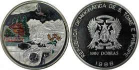 Weltmünzen und Medaillen, Saint thomas and prince islands. Heidiland. 1000 Dobras 1998, Silber. 0.74 OZ. KM 93. Polierte Platte