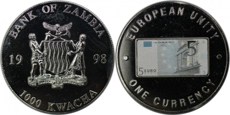 Weltmünzen und Medaillen, Sambia / Zambia. Europäische Einheit - Eine Währungsse...
