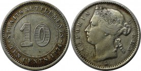 Weltmünzen und Medaillen, Straits Settlements. Victoria (1837-1901). 10 Cent 1874, Silber. Sehr schön