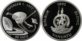Weltmünzen und Medaillen, Vanuatu. Voyager I. 50 Vatu 1992, Silber. 0.94 OZ. KM 11. Polierte Platte