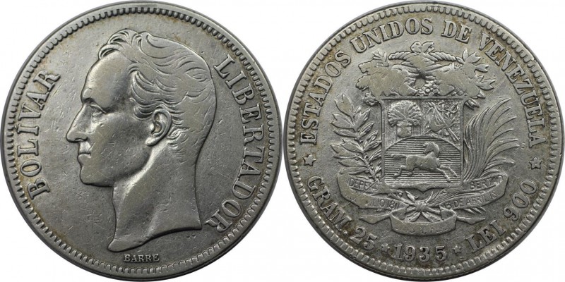 Weltmünzen und Medaillen, Venezuela. Republik seit 1830. 5 Bolívares (Gram.25) 1...