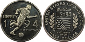 Weltmünzen und Medaillen, Vereinigte Staaten / USA / United States. XV.Fußball - Weltmeisterschaft. 1/2 Dollar 1994. Kupfer-Nickel. KM 246. Polierte P...