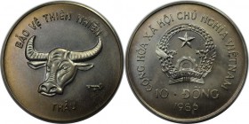 Weltmünzen und Medaillen, Vietnam. Büffel. 10 Dong 1986, 5000 T. Kupfer-Nickel. KM 15. Stempelglanz