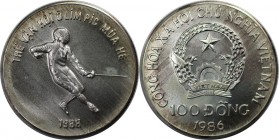 Weltmünzen und Medaillen, Vietnam. "1988 Sommerolympiade, Seoul". 100 Dong 1986, Silber. 10000 T. KM 24. Stempelglanz