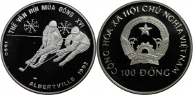 Weltmünzen und Medaillen, Vietnam. "1992 Winter Olympics, Albertville". 100 Dong 1990, Silber. 0.51 OZ. KM 32. Polierte Platte