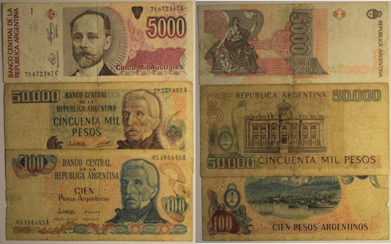 Banknoten, Argentinien / Argentina, Lots und Sammlungen. 100 Pesos 1983 (P.315),...