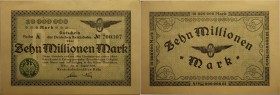 Banknoten, Deutschland / Germany. Notgeld, Inflation, Köln (Rheinland), Reichsbahndirektion. 10 Millionen Mark 11.08.1923. MG 013.06. I-II
