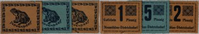 Banknoten, Deutschland / Germany, Lots und Sammlungen. Notgeld, Schleswig-Holstein, Neumühlen-Dietrichsdorf. 1, 2, 5 Pfennig ND. Mehl 953.1. Lot von 3...