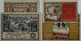 Banknoten, Deutschland / Germany, Lots und Sammlungen. Notgeld Helmarshausen. 1, 2 Mark 15.05.1921. Mehl 596_1-2, 596_1-3. Lot von 2 Banknoten. I-II