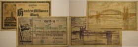 Banknoten, Deutschland / Germany, Lots und Sammlungen. Notgeld Beuel. 100 Millionen Mark, 200 Millionen Mark 1923. Keller 389.b. Lot von 2 Banknoten. ...